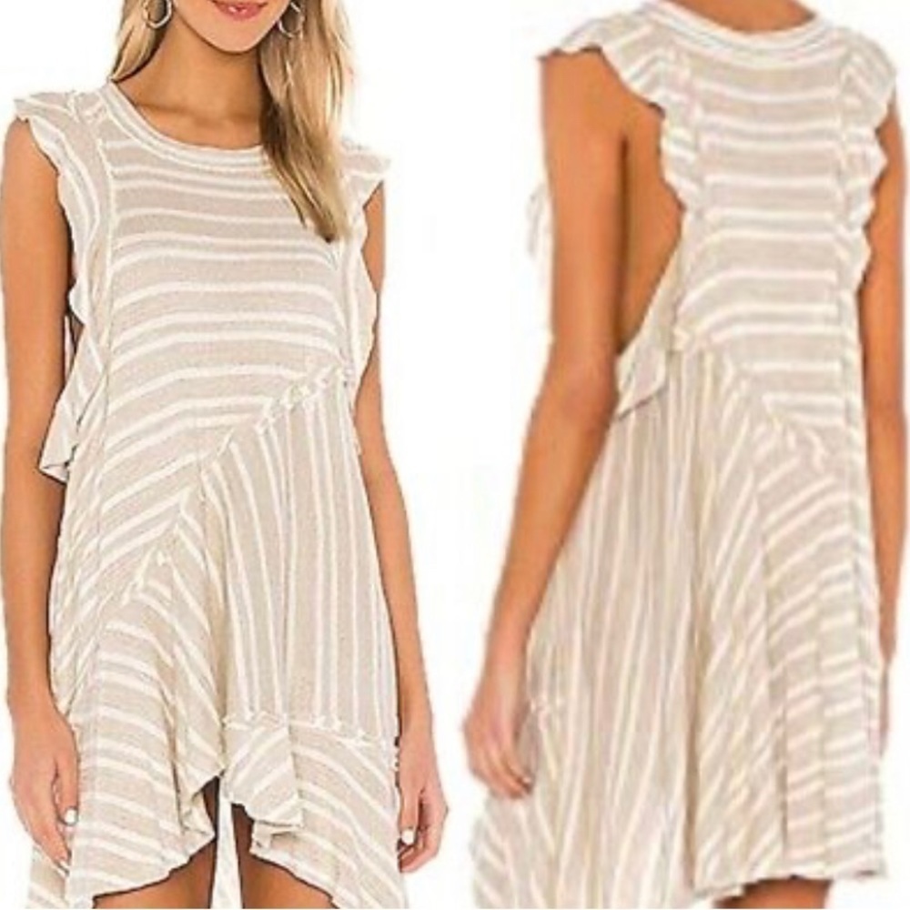 Free People Between The Lines Tunic- Cream and Tan- NWT